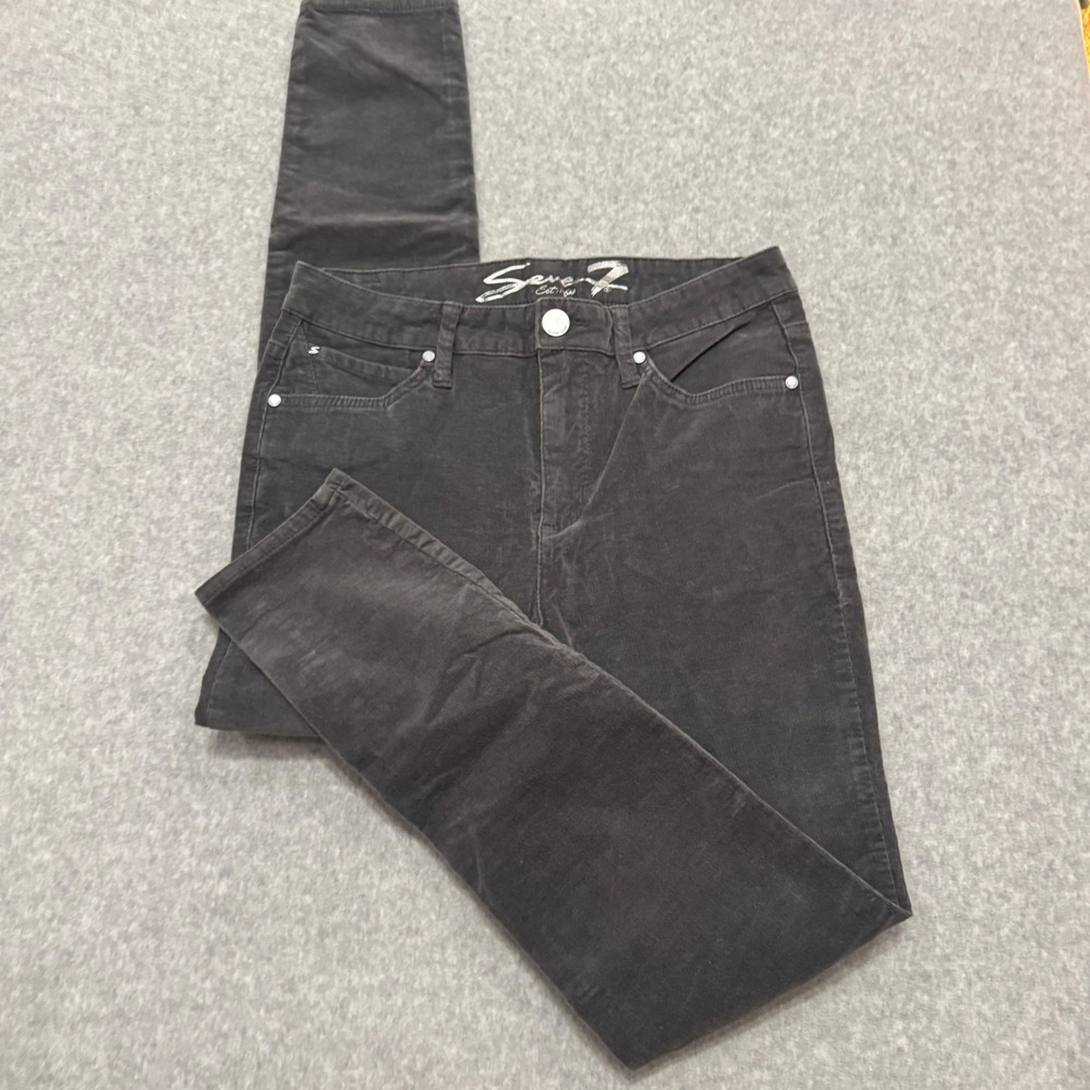 Seven7 Womens Ultra High Rise Skinny Corduroy Pants Gray Size 6 Stretch Slim